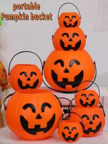 7pcs/5pcs Halloween Pumpkin Buckets, New 7pcs Twisted Eye Pumpkin Bucket Holiday Handheld Toys, Scary Halloween Elements Handheld Pumpkin Bucket, 5pcs Funny Pumpkin Jar Decorations, For Halloween Decoration, Pumpkin Buckets, Bar Nightclub Props, Candy Container, Handheld Pumpkin Bucket,Christmas