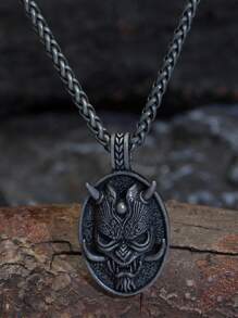 GuoShuang Fashionable and Popular Men Skull Pendant Necklace Alloy for Vacation and for a Stylish Look - Antique Silver - View 8