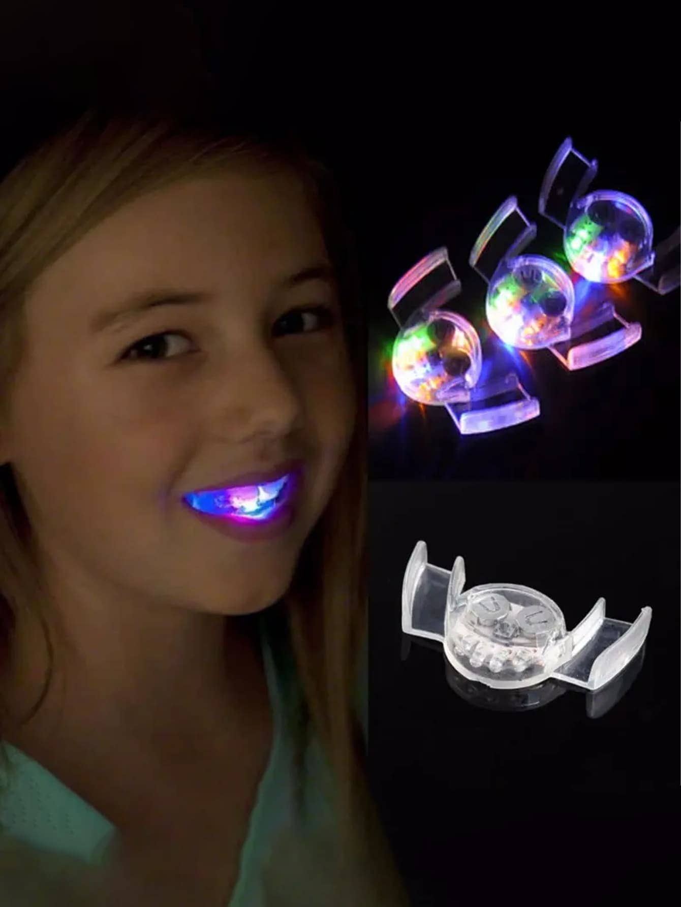 Glowing Led Mouthpiece With Led Light Up Teeth For Party Fun (random Color) - White - View 1
