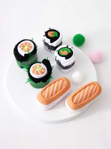 3 pares de calcetines tipo tripulación con diseño de sushi, calcetines divertidos y novedosos unisex para pareja, para uso casual, festivo, de fiesta, de uso doméstico, transpirables y cómodos