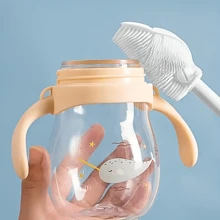 Cepillo de botella de mango largo multiusos - Silicona suave, reutilizable para contenedores de boca estrecha, termos deportivos de vacío, tazas y cristalería - Herramienta de limpieza de cocina esencial, conjunto de cepillos para botellas - Blanco - Ver 5