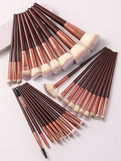18-20-22-25-30 Pcs Burgundy Makeup Brush Set, High-Quality Synthetic Hair Eye Shadow Blending Brush Set, Cosmetic Tools,Giveaways,Professional Makeup Brushes,Complete Makeup Set
