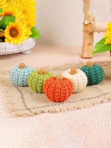 1 件针织南瓜装饰，DIY 手工彩色南瓜派对装饰道具，布艺南瓜桌面装饰，丰收节感恩节南瓜装饰 - 彩色 - 查看 3