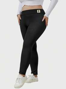 Leggings termici da donna con fodera calda, design in vita alta, comodi e stretch, pantaloni caldi con fodera morbida, fodera in pile, nero invernale - nero - Visualizzare 2