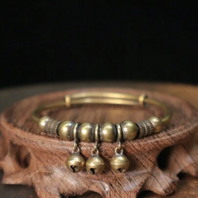 1pc Vintage Copper Exquisite Bell Bracelet Intricately Crafted With Timeless Design Adjustable Push-Pull Mechanism Accessories Perfect Retro Gift For Women Holiday Gift Birthday Gift