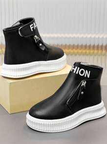 1 Pair Fashionable Stitched Girls Baby Boots 2024 New Stylish Lightweight Non-Slip Dress Boots For Toddler Girls