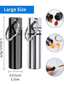 3 peças Porta-Comprimidos Pequeno e Portátil com Chaveiro, Porta-Comprimidos Organizador de Mini Comprimidos de Liga de Alumínio para Bolsa, Porta-Comprimidos de Metal À Prova d'Água para Medicamentos para Acampamento e Viagens