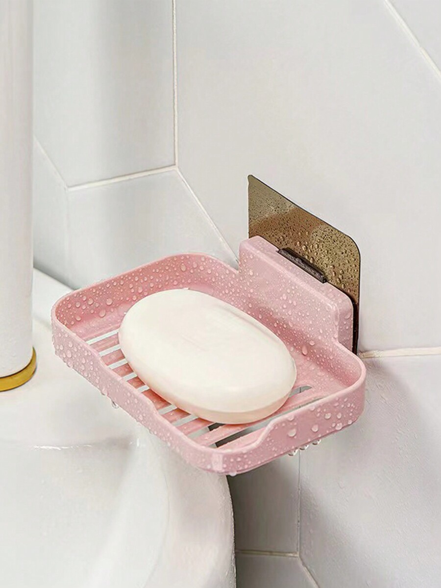 1/2pcs Square Soap Dish With Strong Adhesive, Wall Mounted Bathroom