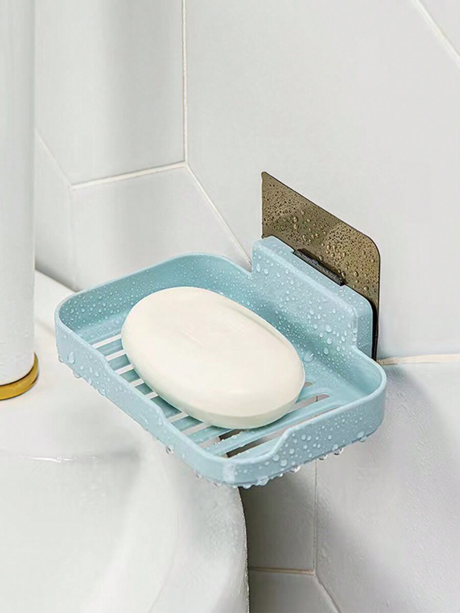 1/2pcs Square Soap Dish With Strong Adhesive, Wall Mounted Bathroom