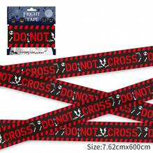 1pc-Mini Warning Tape Halloween Party Supplies Decoration Halloween Warning Line Layout Skull Warning Tape Disposable Warning Tape Suitable For Halloween Parties Zombie Parties Mysterious Murderers Equivalent 600cm * 8cm