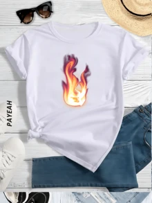 Women Sweet Style Cute Summer Clothes Print Cute Versatile Pattern T-ShirtFashion Short Sleeve Casual T-Shirt
