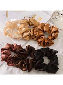 KIT 10 Assorted Satin Scrunchie Hair Ties Anti-Frizz Elastic - Multicolor - View 5