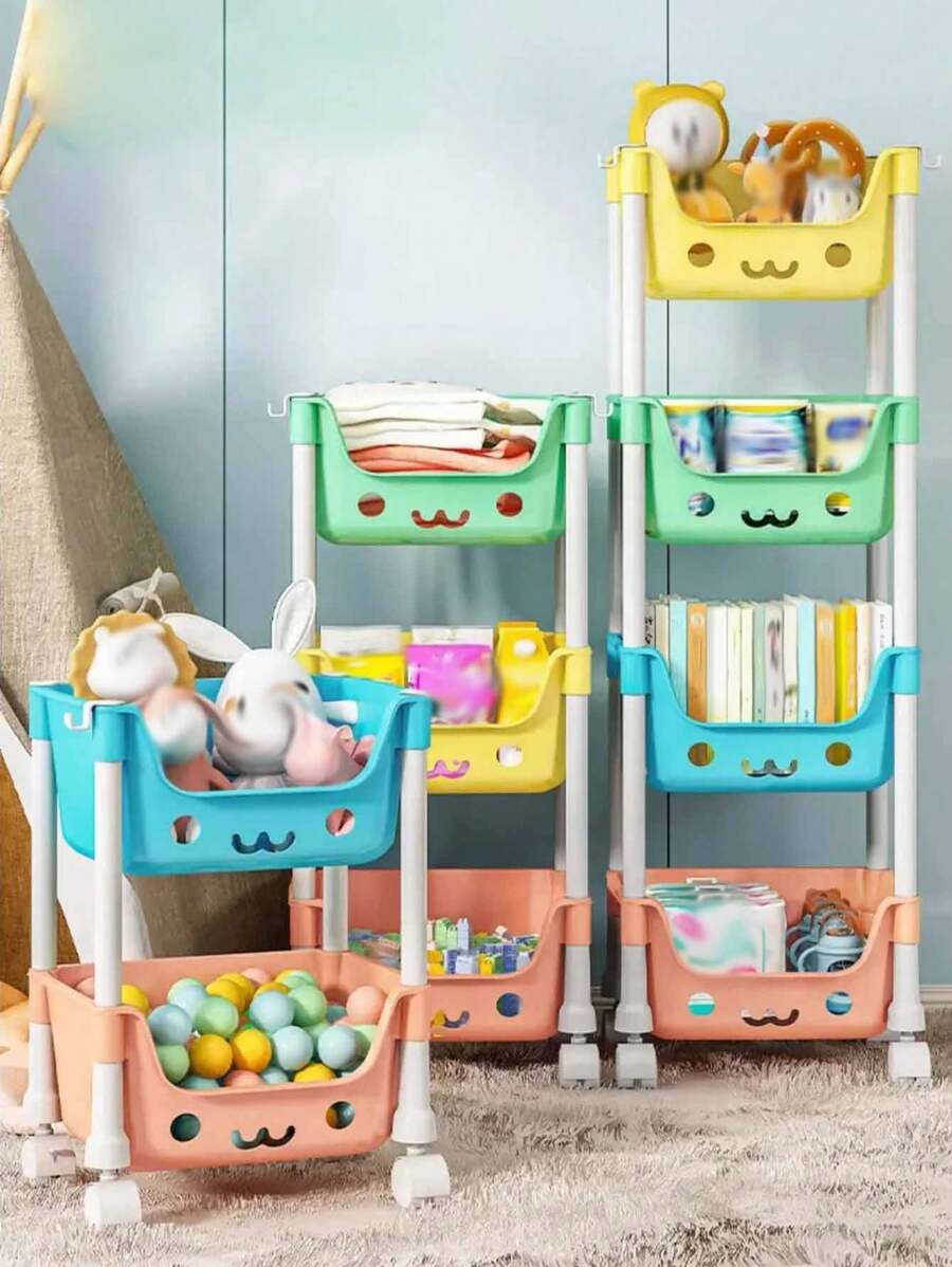 Kệ lưu trữ đồ chơi di động nhiều lớp, giá đựng đồ ăn nhẹ, dung tích lớn, phụ kiện phòng tắm, nhà bếp, phân loại rau củ, kệ lưu trữ có bánh xe - Nhiều màu - Xem 1