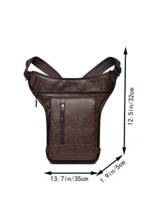 新款多功能男士 PU 腿包户外男士腿包多功能运动包便携腰包斜挎包万圣节圣诞礼物冬季圣诞包男士腰包 - 棕色 - 查看 6