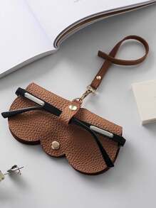 Fashionable Multifunctional Glasses Storage Bag Pressure-Resistant Portable Glasses Clip, Eye Box, Women'S Portable Glasses Protective Cover Travel Essentials Workout School Supplies Holiday Camping Holiday Essentials Vacation Accessories - Brown - View 1