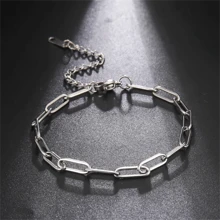 1pc Punk Paperclip Chain Link Bracelets Female Gold Color Stainless Steel Adjustable Hand Chains For Women Jewelry Gift - Chain - View 10