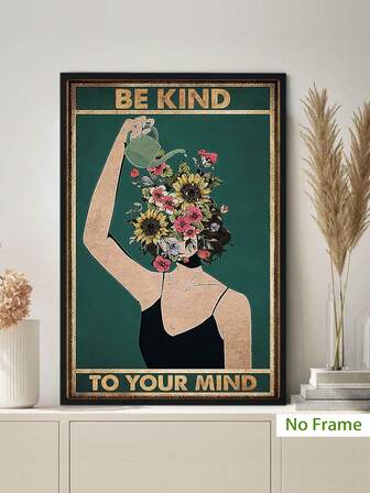 1入組11.8*17.7英寸/15.7*23.6英寸藝術肖像淋花的海報,牆壁暗綠肖像畫,客廳和臥室藝術掛畫,壁畫,家居裝飾,無框