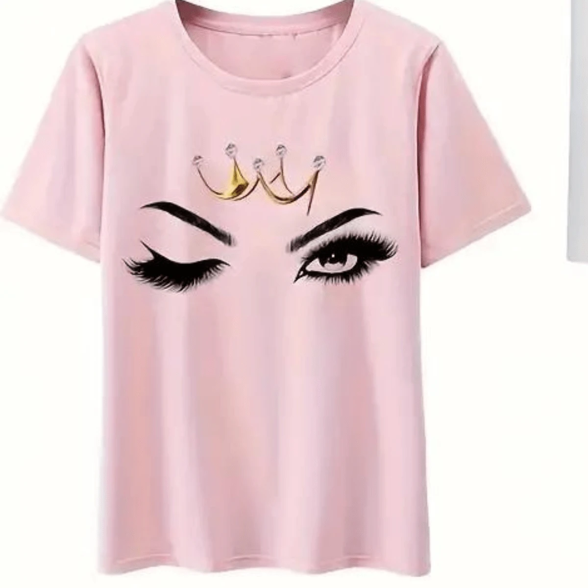 WOMEN'S T-SHIRT, EYEBROW DESIGNER, PLUS SIZE FASHION - 粉色 - 查看 1