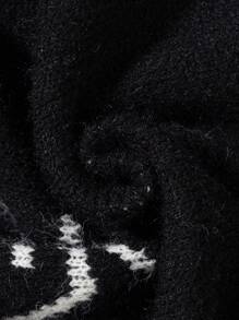 ANDREILEE Men's Casual Loose White Star Jacquard Pattern Sweater, Unisex Round Neck Versatile Pullover Long Sleeve Knit Top, Autumn/Winter