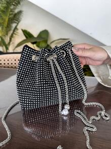 New Fashion Rhinestone Chain Shoulder Bag Women Mini Messenger Bag Metallic Chain Lightweight, Party Bag Perfect For Party Wedding Prom Dinner/Banquet Matching With Holiday Party Dress Evening Dress & Sequin Dress, Perfectly Matching With New Years Outfit, Excellently Matching With Party Dresses For Women, Glamorous Rhinestone Bag