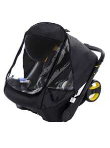 1pc Universal Car Seat Rain Cover,Infant Car Seat Weather,Side Ventilation & Handle Opening,Necessary Protection For Baby Or Pet In Crowded,Baby Travel Accessories (Black) - Black - View 1
