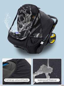 1pc Universal Car Seat Rain Cover,Infant Car Seat Weather,Side Ventilation & Handle Opening,Necessary Protection For Baby Or Pet In Crowded,Baby Travel Accessories (Black) - Black - View 3
