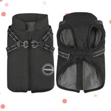Adjustable Dog Jacket Suitable For Small, Medium And Large Dogs - Reflective Wool-Lined, Adjustable Buckles And Dual D-Ring Leash Attachment