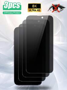 3 miếng kính cường lực chống nhìn trộm bảo vệ màn hình tương thích với iPhone 16 15 14 13 12 11 Pro Max XR X XS Max 7 8 Plus - màu đen - Xem 8