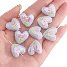 beadia 2/6/10pcs 20x19mm Acrylic Electroplated UV Oil Droplets Heart-Shaped Tulips Suitable For DIY Bracelets, Necklaces, Keychains, Mobile Phone Chains, Material Beads, Bag Accessories, Loose Beads - Love - View 8