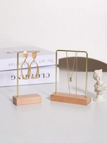 1 件/2 件/4 件珠宝展示架，木质金属丝简约耳环收纳架复古金色兔子浮雕珠宝托盘，适合婚礼派对展示返校 - 木底創意簡約耳環架 - 查看 10