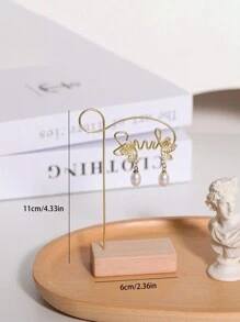1 件/2 件/4 件珠宝展示架，木质金属丝简约耳环收纳架复古金色兔子浮雕珠宝托盘，适合婚礼派对展示返校 - 木底創意簡約耳環架 - 查看 5