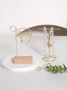 1 件/2 件/4 件珠宝展示架，木质金属丝简约耳环收纳架复古金色兔子浮雕珠宝托盘，适合婚礼派对展示返校 - 木底創意簡約耳環架 - 查看 9