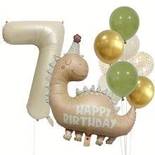 10pcs Dinosaur Theme Balloon Set - 12" Latex & 32" Foil Balloons For Birthday Celebrations, Jurassic Party Decor,Shower Events & Interior Decorations,