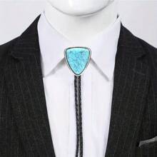 1pc Adjustable Sliding Crown & Gemstone Bolo Tie, Casual Party Western Cowboy Bolo Tie Shirt Collar Accessory, Unisex Leather Cord Pendant Necklace, Best Gift Choice - Mixed Gemstone Bolo Tie - View 13