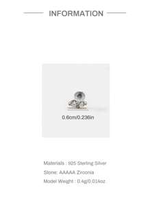 EleRunis 1 件 925 纯银精致爪镶耳钉 18K 镀金耳钉耳骨耳屏穿孔防过敏耳环珠宝礼物适合女士女孩日常佩戴婚礼派对订婚 - 銀色 - 查看 8