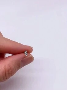 EleRunis 1 件 925 纯银精致爪镶耳钉 18K 镀金耳钉耳骨耳屏穿孔防过敏耳环珠宝礼物适合女士女孩日常佩戴婚礼派对订婚 - 銀色 - 查看 9