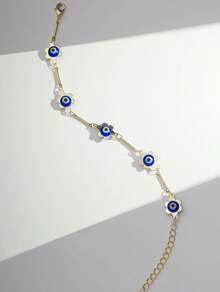 Evil Eye Flower Bracelet 18k Gold Plated - 金色 - 查看 2