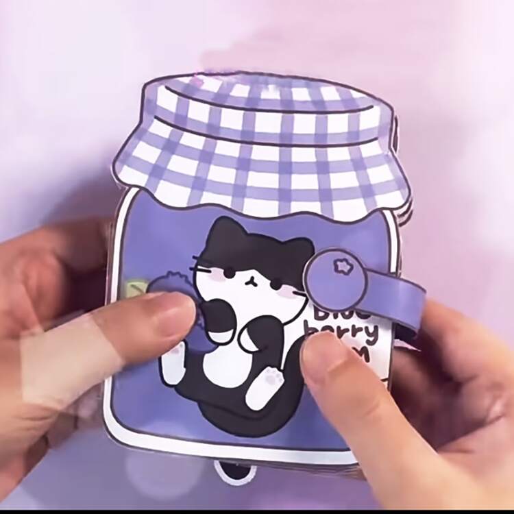 1入組草莓罐＆小貓主題紙質玩具書,安靜生活的手工書,附帶diy套件 - 草莓貓咪 - 查看 10