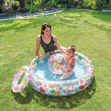 Juego de piscina de doble anillo Hawaii, piscina para niños, piscina inflable, piscina de bolas oceánicas, juego de tres piezas (piscina + anillo de natación + pelota) - Multicolor - Ver 4