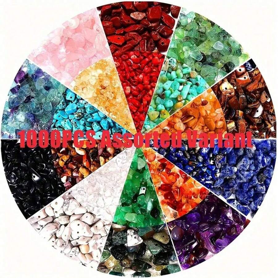 1 包，30 克天然碎石珠，用于制作珠宝 - 波西米亚工具包，真正的天然宝石碎片，多色，5-8 毫米不对称形状，用于 DIY 项链、手链、耳环、艺术品和工艺品 - 彩色 - 查看 1