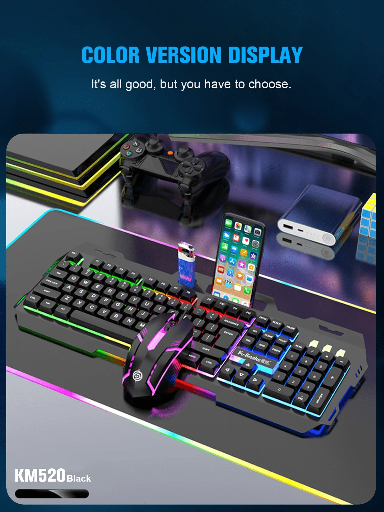 Cool Backlit Mechanical Feel Keyboard And Mouse Set, Wired Gaming