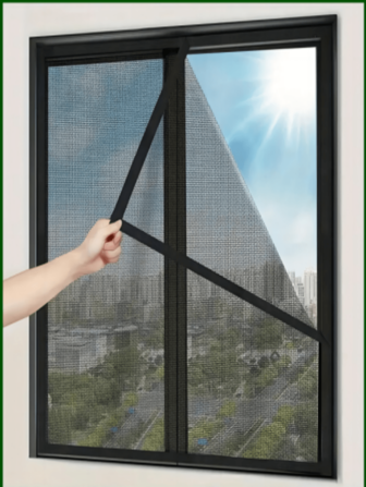 A Black Self-Adhesive Window Screen Repellent Mosquito Fly Screen, DIY Self-Adhesive Breathable Pet Scratch Resistant Wear-Resistant Installation Is Simple And Convenient