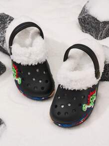 Autumn Winter Casual Comfortable Household Outdoor Children Thermal Lined Breathable Clogs, Unisex, For Christmas