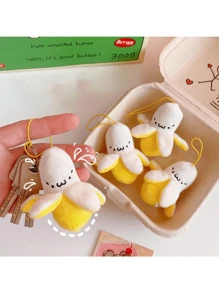 可爱剥皮香蕉毛绒公仔、钥匙扣包包挂件、逼真水果创意礼物 - 彩色 - 查看 4