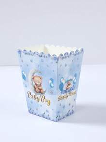 10 件蓝色熊爆米花盒食品盒、炸薯条盒、爆米花杯、面包店面包盒、生日派对宝贝淋浴礼品包装盒糖果袋礼品包装装饰，适用于家庭电影之夜、性别揭示派对装饰 - 彩色 - 查看 6