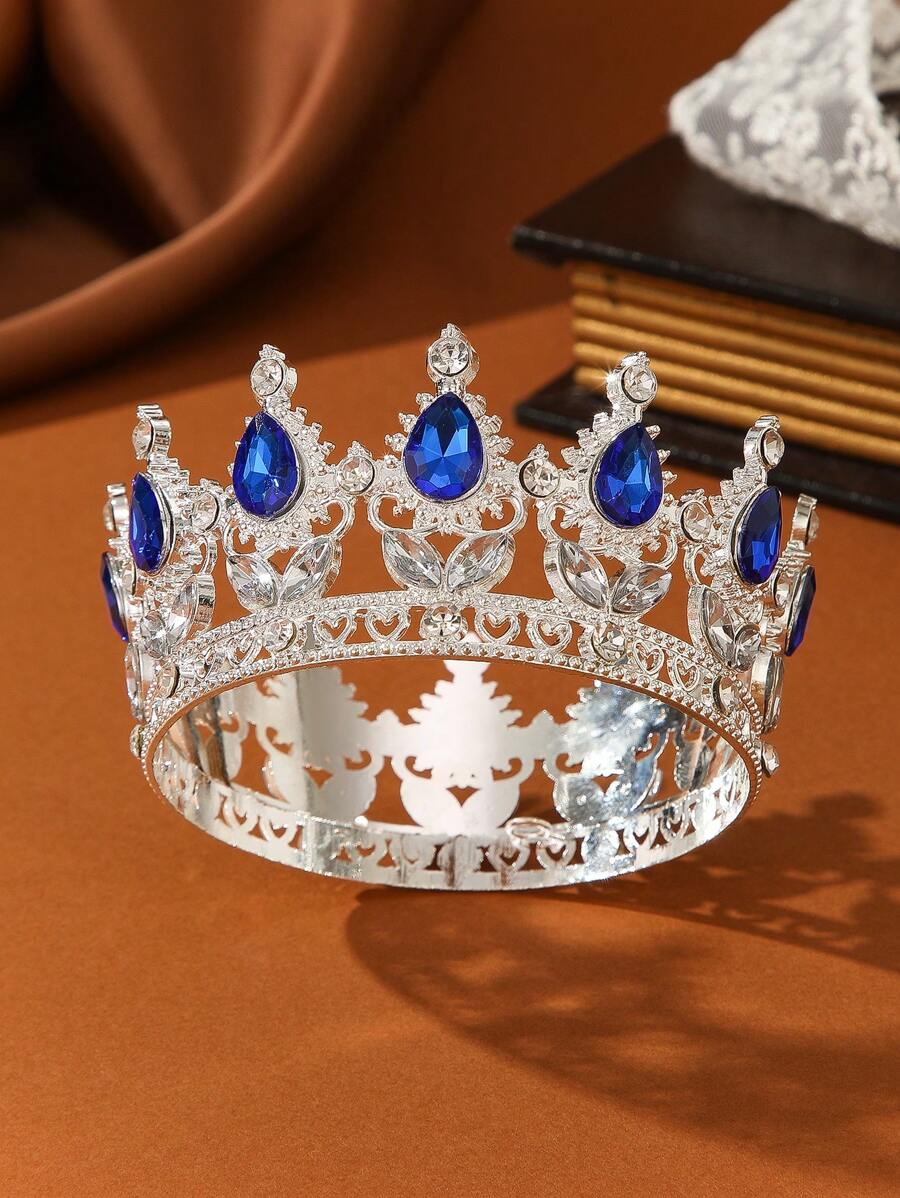 1 Pc/Full Round Baroque Bridal Full Round Tiara Crown, Super Cute Little Tiara,Birthday And Cake Tiara , Photography, Banquet And Floral Decoration, Wedding, Party