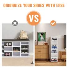 12 Pack Shoe Boxes-Sturdy Clear, Stackable Shoe Storage Cabinets With Lids Are Suitable For Closet & EntrywayStorage, White - 白色 - 查看 6