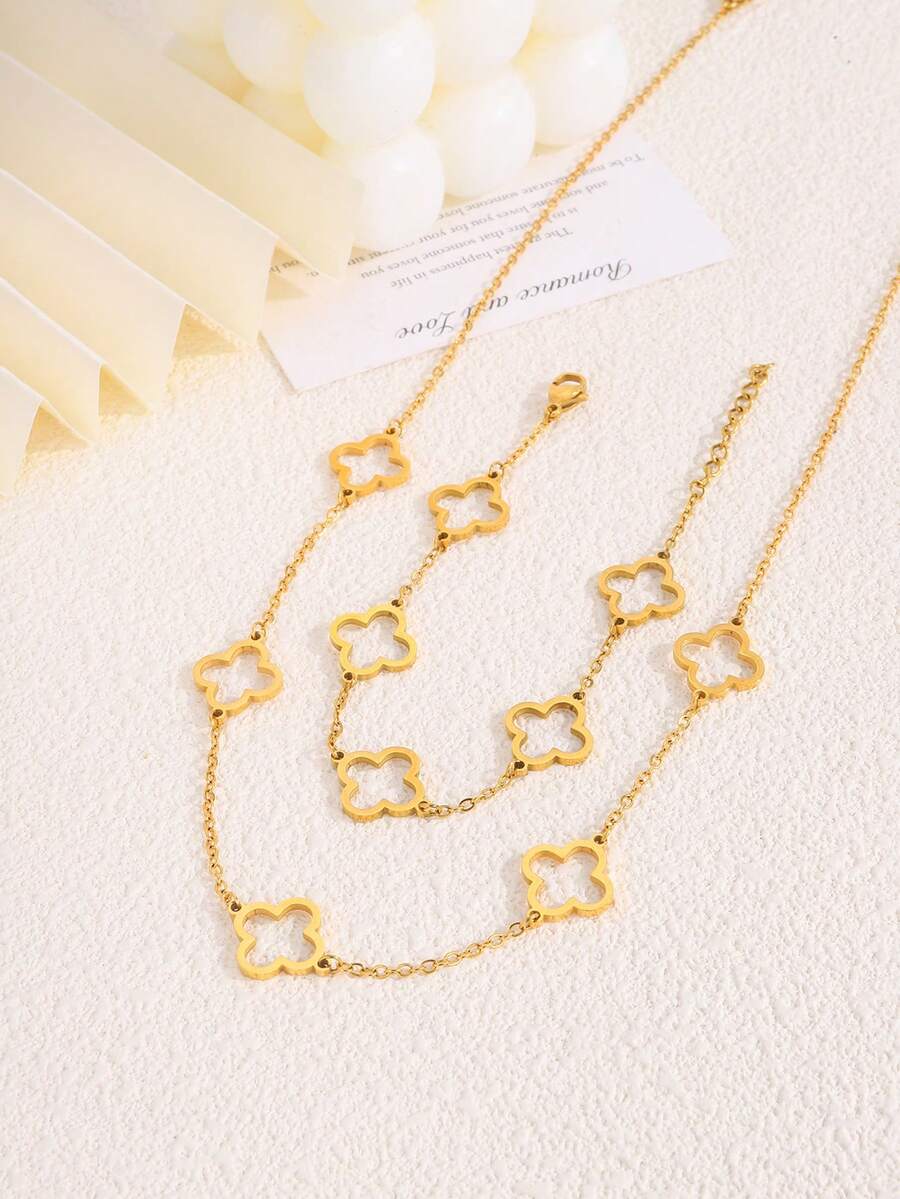 Camhanno 2 Pcs Of Exquisite And Simple Stainless Steel CutOut Flower