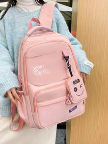 Fashion Waterproof Nylon School Backpack Notebook Includes Bag - Màu Hồng baby - Xem 5