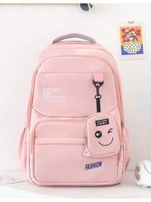 Fashion Waterproof Nylon School Backpack Notebook Includes Bag - Màu Hồng baby - Xem 2
